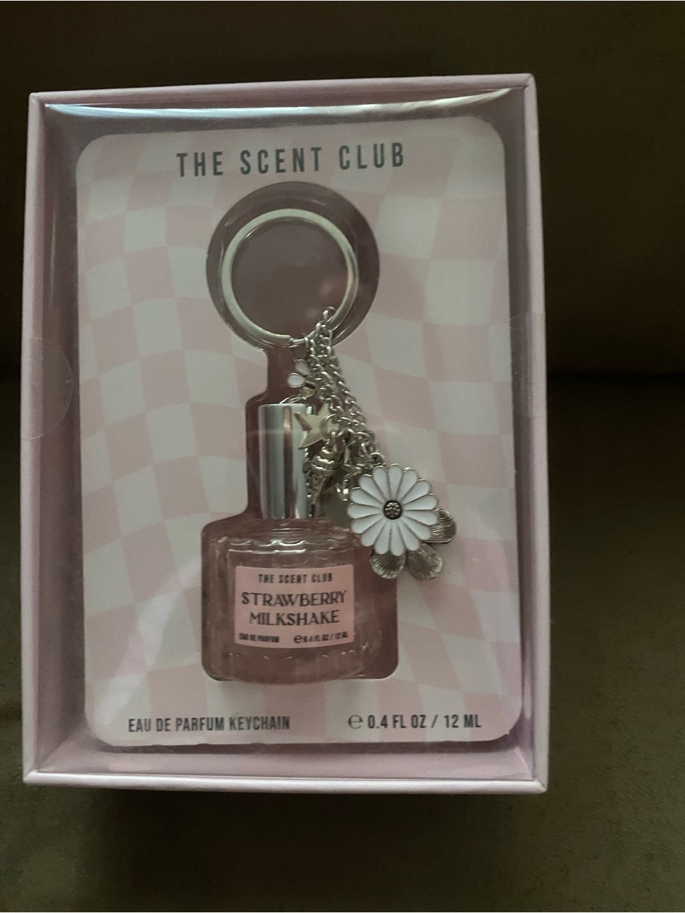 Strawberry Milkshake Keychain - Pink Daisy Charm
